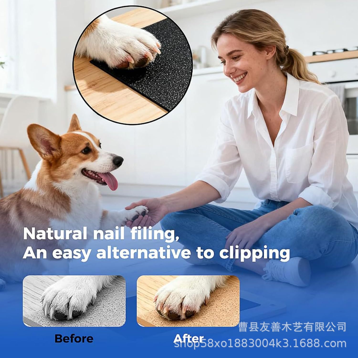Modern and simple wooden dog gripper, a household solid wood pet toy, with a pull-out wooden dog finger plate that is easy to maintain Specification image