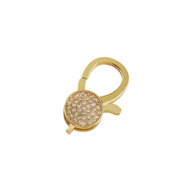 18K electroplated real gold color-preserving lobster clasp with micro-inlaid zircon oval end clasp connecting clasp diy necklace bracelet accessory Item Picture