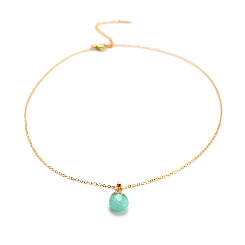 The new green-cut natural stone necklace and pendant are French niche and light luxury design accessories that are fashionable and simple Item Picture