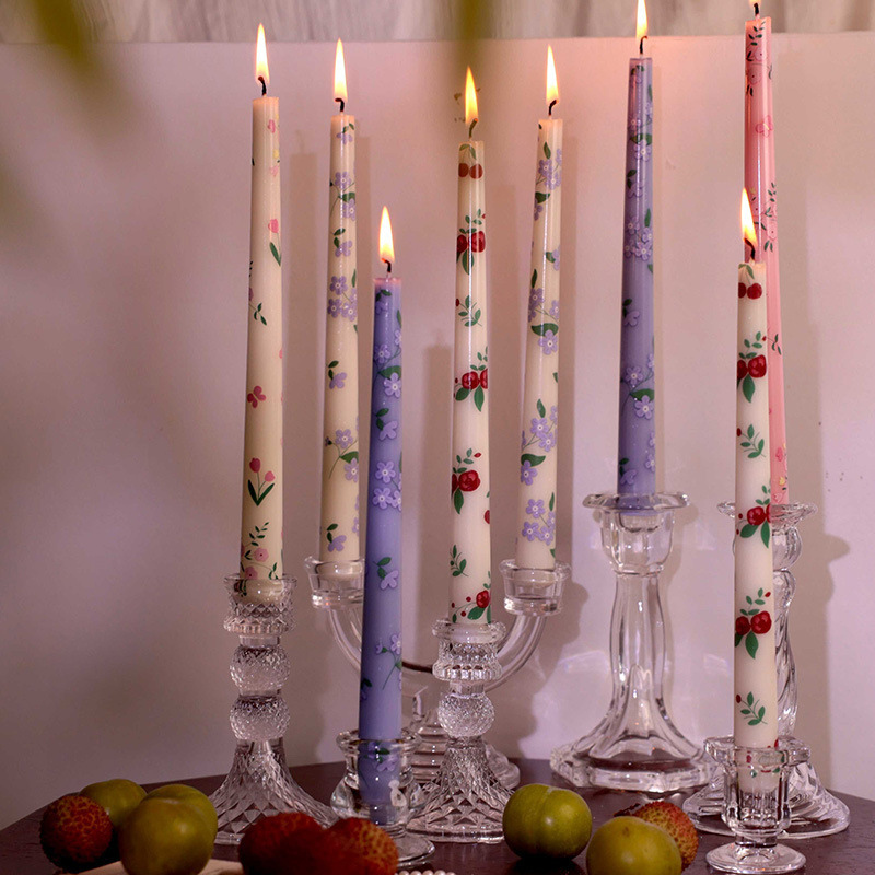 Comercio exterior sin humo vela 25CM impresión largo rod cera estilo europeo romántico vela luz cena boda festival hogar transfronterizo