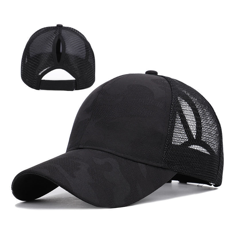 2021 Spring/Summer sporty ponytail net cap women's polyester-cotton printed sun protection fashionable baseball cap in multiple colors in stock details Picture