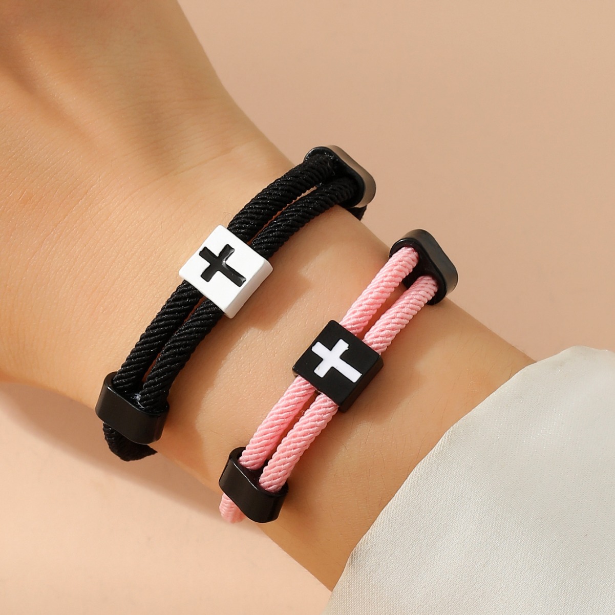 New European and American alloy cross, simple and adjustable Milan bracelet for men and women, wholesale cross-border exclusive supply Specification drawing