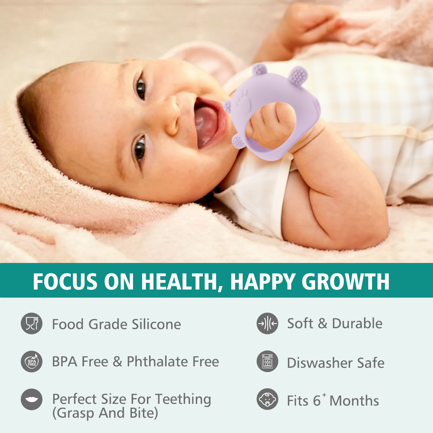 A supply of food-grade silicone toys and baby products for infants and toddlers Application Scenario