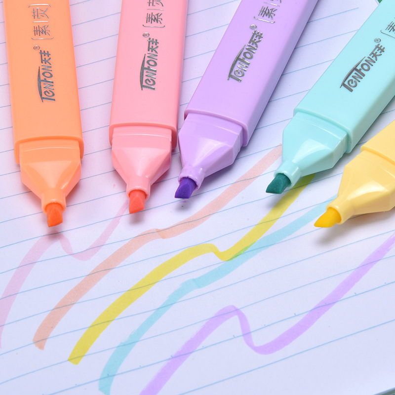 Tianfeng Flat Light Color Highlighter 2321 Plain Color Highlighter wholesale 6 pieces per bag, factory direct supply details Picture
