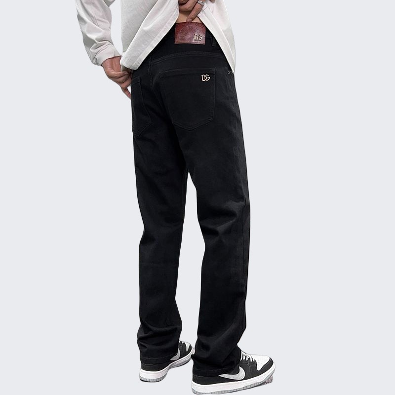 Best-selling men's wear /2025 Autumn/Winter new black jeans for men, loose and versatile straight-leg pants, casual trousers details Picture