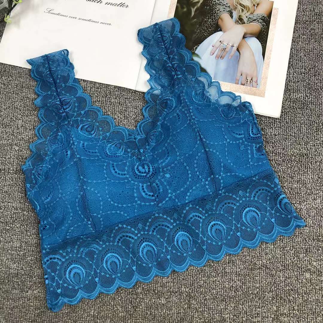 Wholesale of lace, sexy, high-elasticity, high-quality, beautiful back women's vests without steel rings, yoga bras and sports bras for women Specification drawing