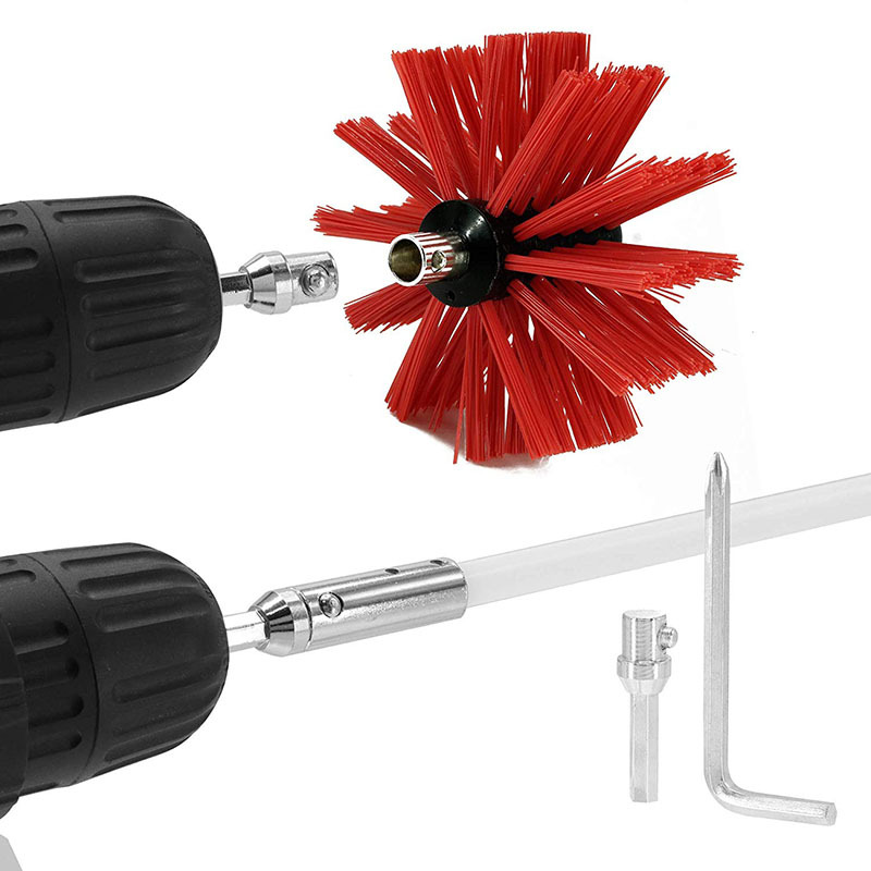 Jujian cross-border electric drill chimney brush, range hood inner wall pipe brush, can be extended and bent, dryer pipe brush Specification drawing