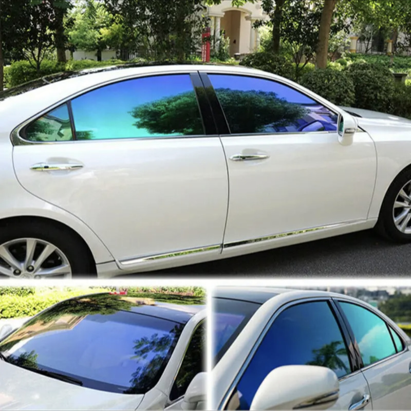 网红爆款变色龙紫光炫彩幽灵红蓝色妖姬汽车隔热防晒遮光车窗膜                               