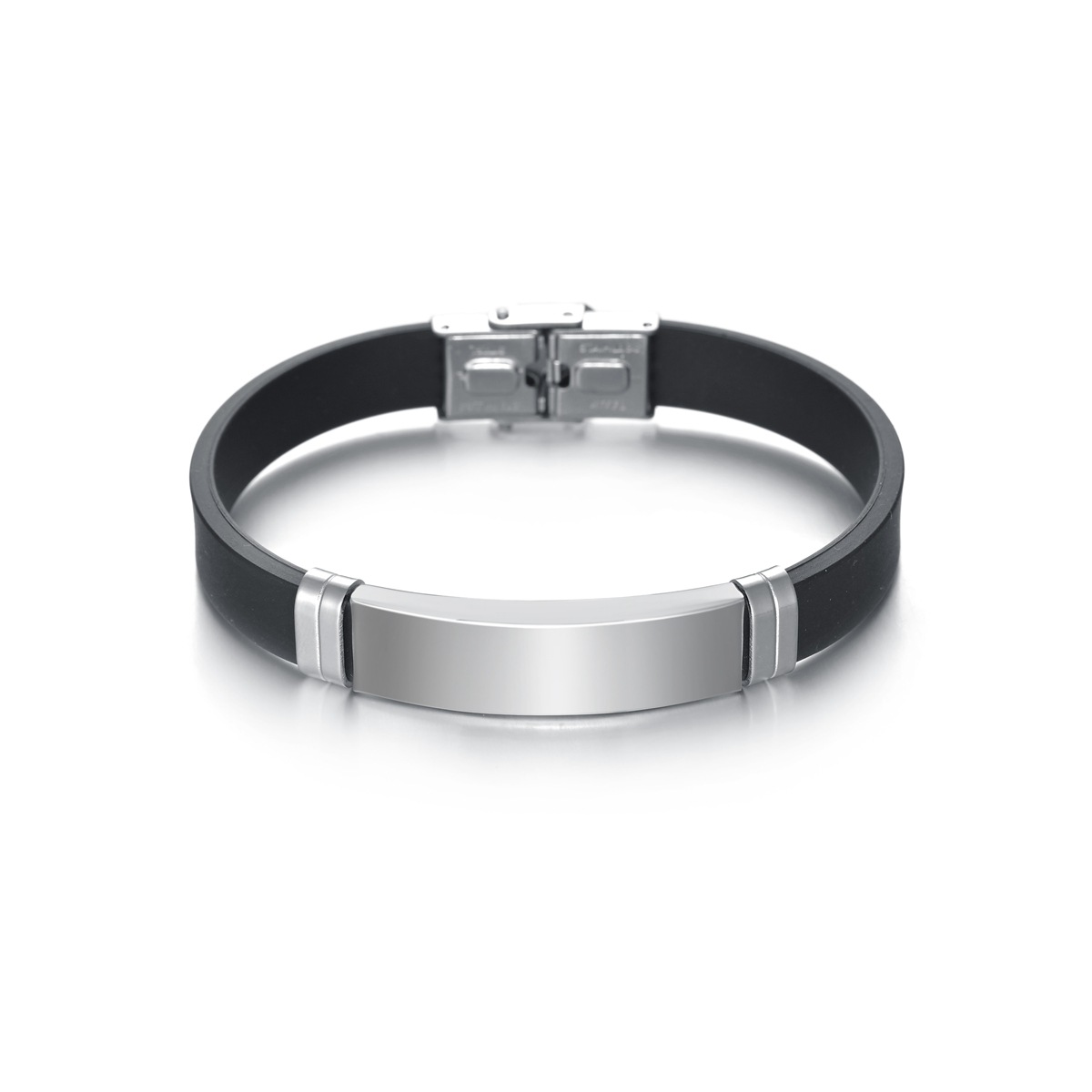 This is a classic and simple titanium steel bracelet with a buckle from Europe and America. It is an outdoor bracelet that does not fade and can be engraved with logos Item Picture