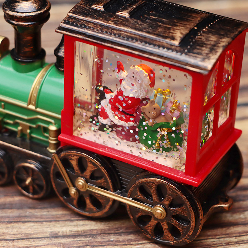 Retro-colored Christmas train music box, creative Santa Claus luminous figurine for giving gifts, exquisite small gifts details Picture