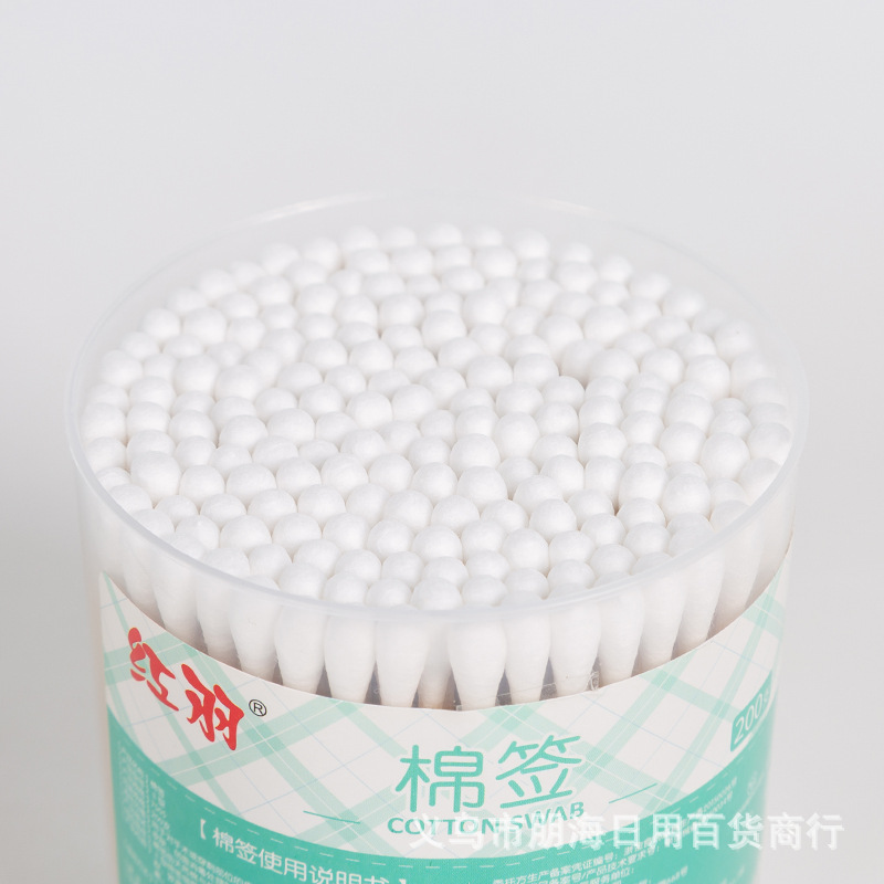 厂家直发红之雨棉签棉棒竹杆100支一次性双头棉签伤口创面处理用细节图