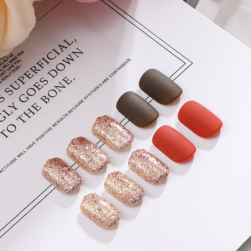 Customized new acrylic box wearable nails, finished nail plates, packaging logo, customized nail art plates, fake nails Specification image