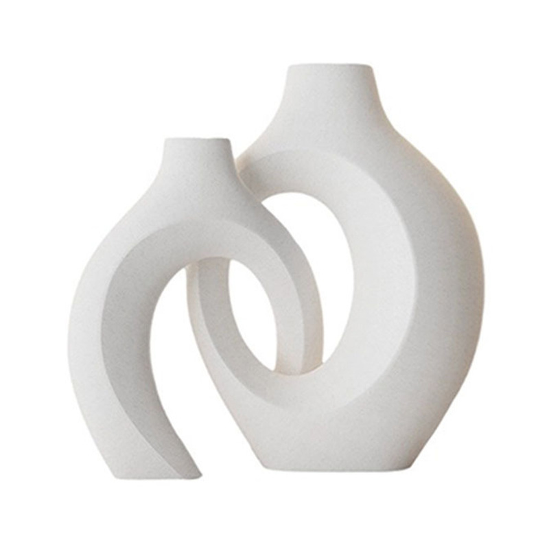 Nordic-style ceramic vases and flower arrangements, high-end and niche living room entrance hall home decoration vases and ceramic flower vases Item Picture