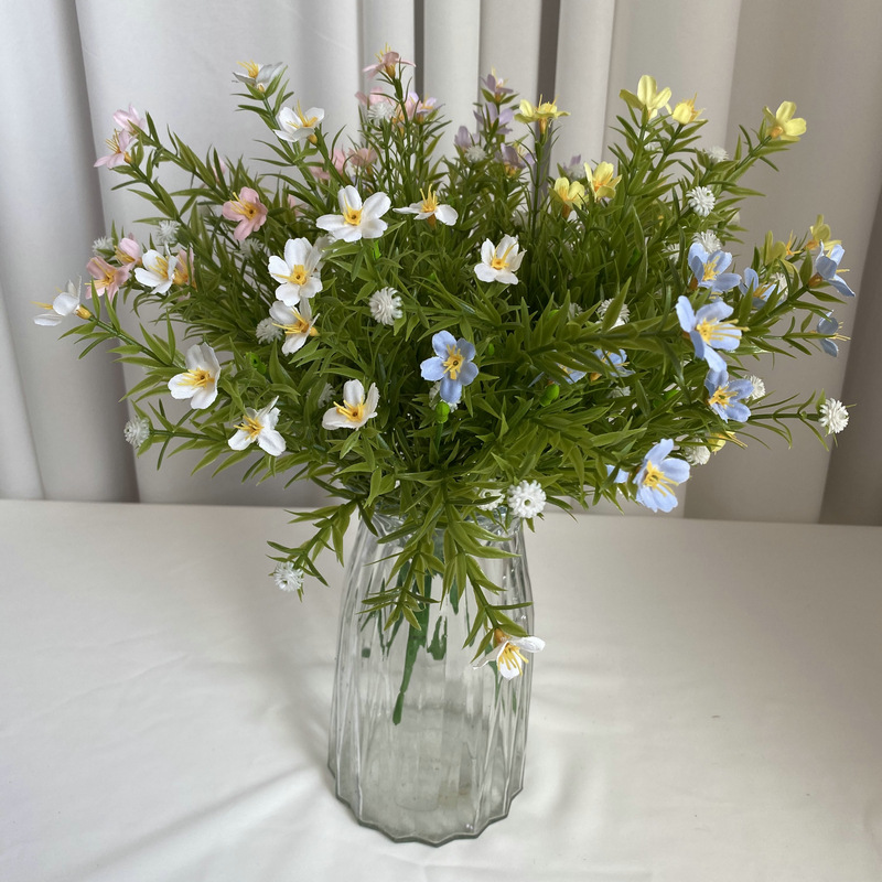 仿真花DIY发饰配件/仿真花/5朵塑膠花/假花/假花批发细节图