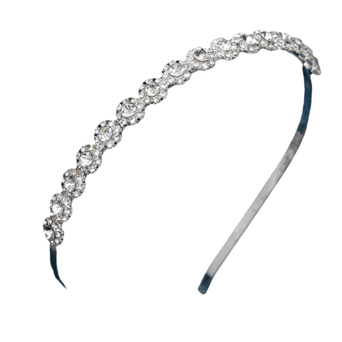 Forest-style socialite white crystal hair band, simple water diamond flower compression hair band, retro daily outdoor trendy hair accessories Item Picture