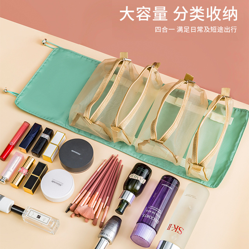 Four-in-one makeup bag, portable large-capacity storage bag, InS-style simple and portable Korean-style toiletry bag, bathroom storage details Picture