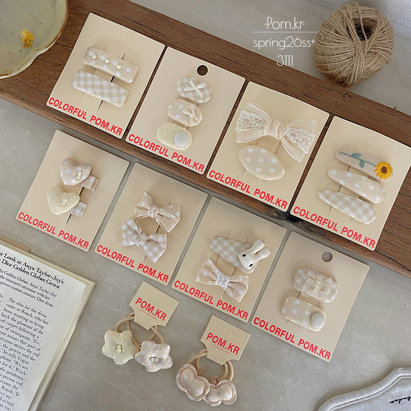 春季新款白色蕾丝系布艺发夹儿童甜美全包侧边碎发刘海夹宝宝发饰