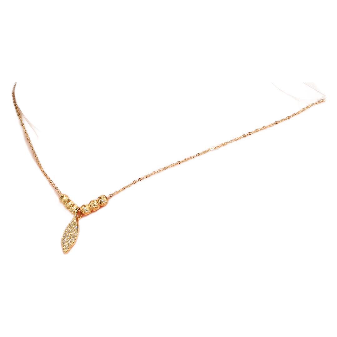 S925 sterling silver slightly inlaid with diamonds, Golden branch and jade leaf pendant necklace, a niche, light luxury and high-end look for women, wholesale from the manufacturer Item Picture