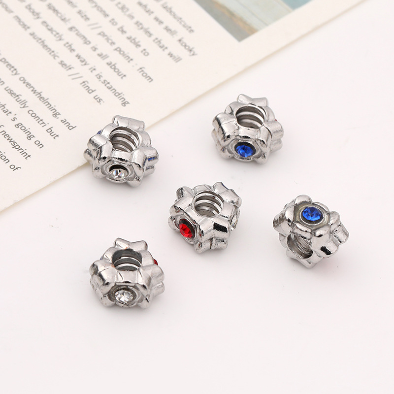 Retro silver micro-inlaid zircon beads, handcrafted diy bracelets, keychains, jewelry accessories, wholesale in stock