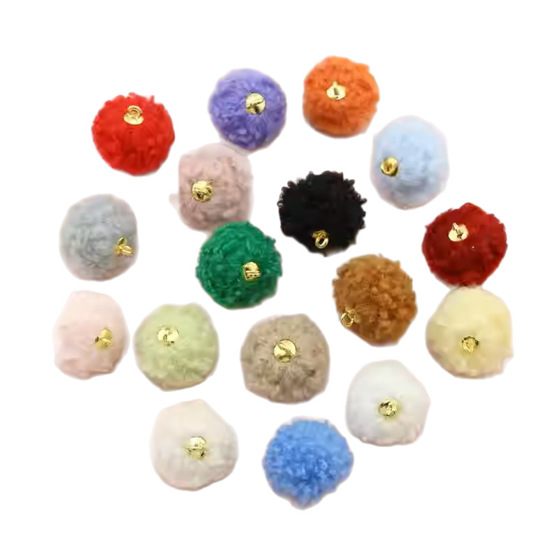 Winter through-hole plush balls, rabbit fur imitation beads, diy bracelet, mobile phone chain, keychain accessories, loose beads Item Picture