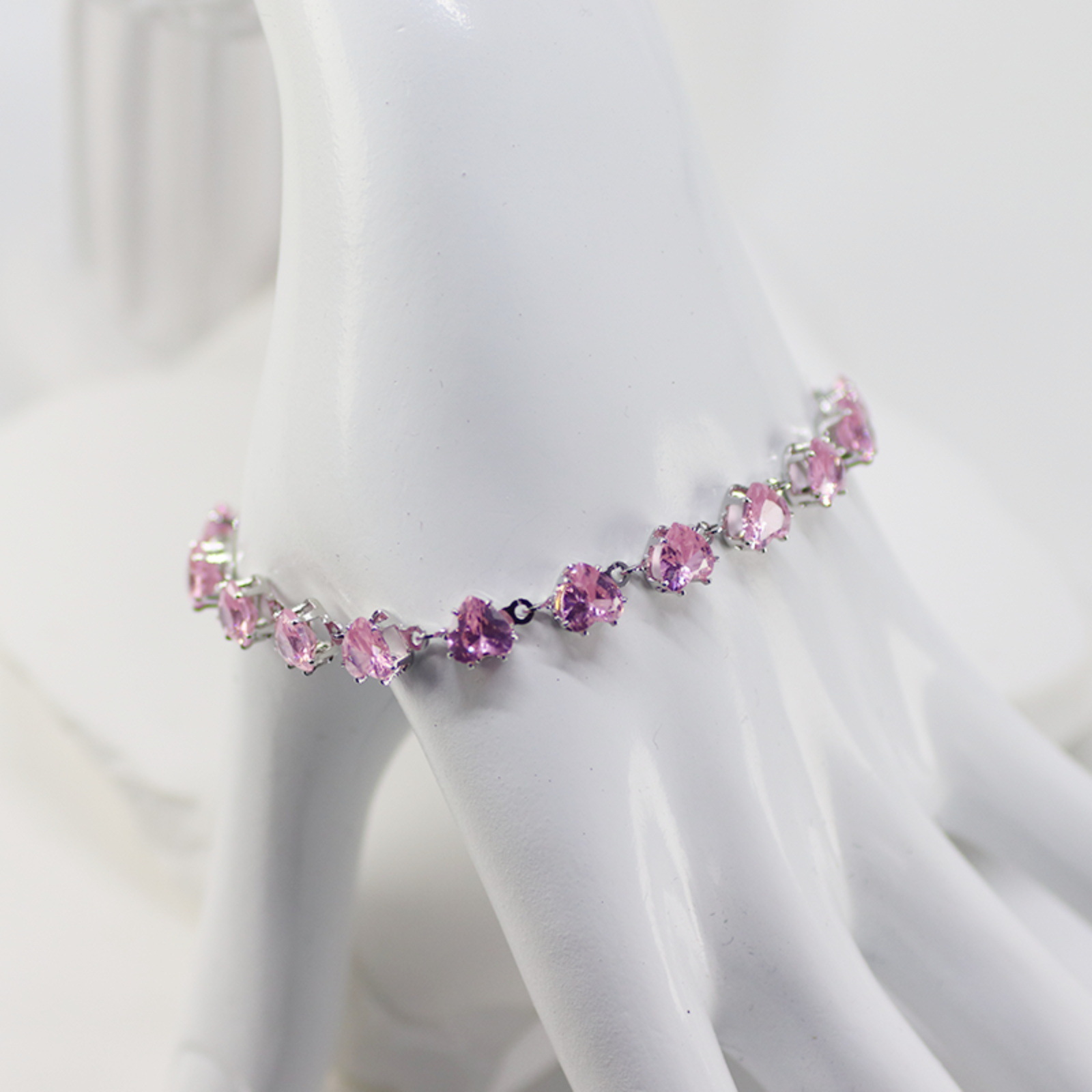 Crossover hiyin amazon chapado en oro dopamina zirconita pulsera moda simple dulce versátil rosa zirconita pulsera details Picture
