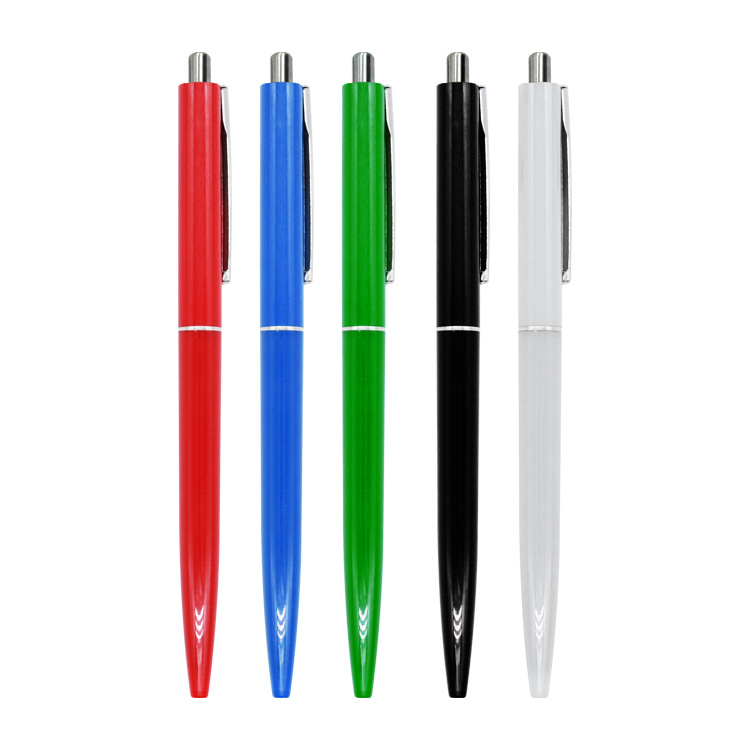 Yalong Cross-border best-selling colored pen barrel 0.7mm press medium oil pen ballpoint pen with blue ink details Picture