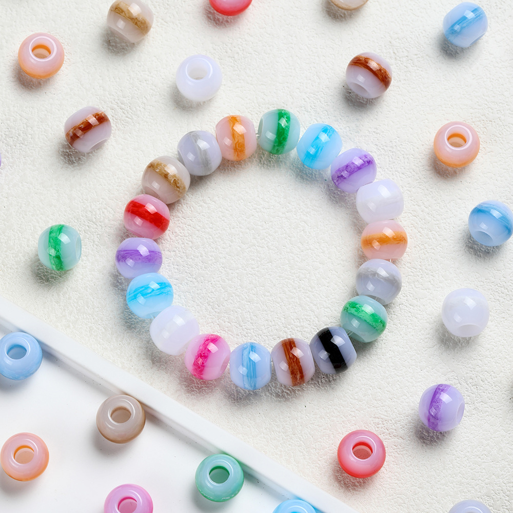 Large-aperture Chinese-style imitation jade ring resin round beads, loose beads, DIY jewelry, handcrafted bags, clothing accessories, and accessory beads Specification image
