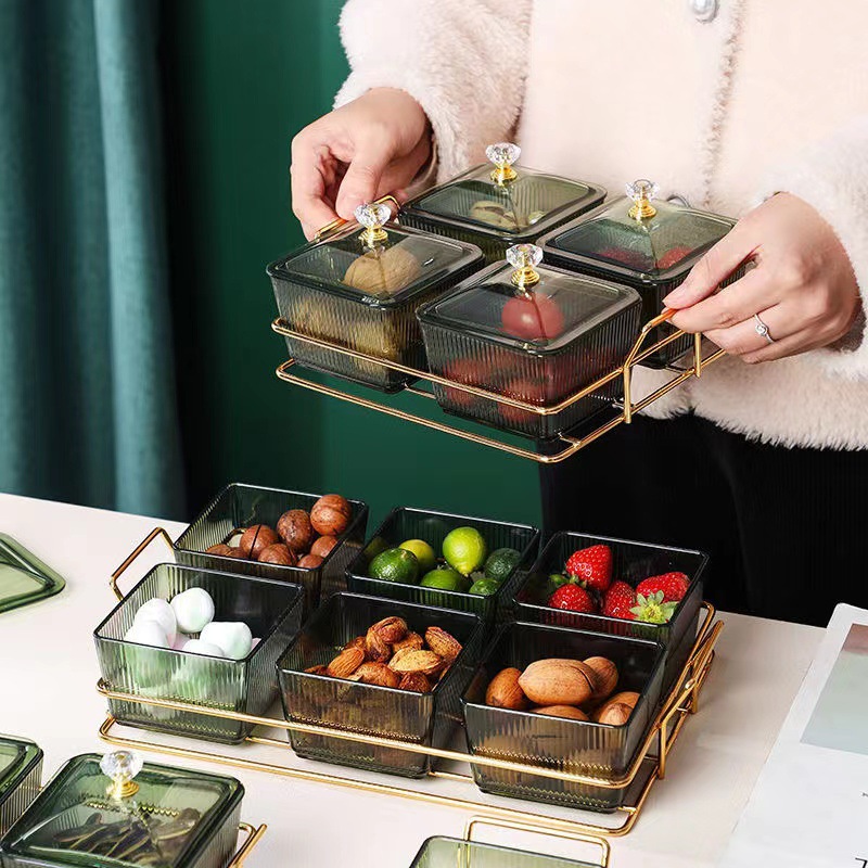Light luxury snack plates, compartments and platters, home fruit plates, living room, bar, KTV, candy and snack plating, nuts and dried fruits Specification image