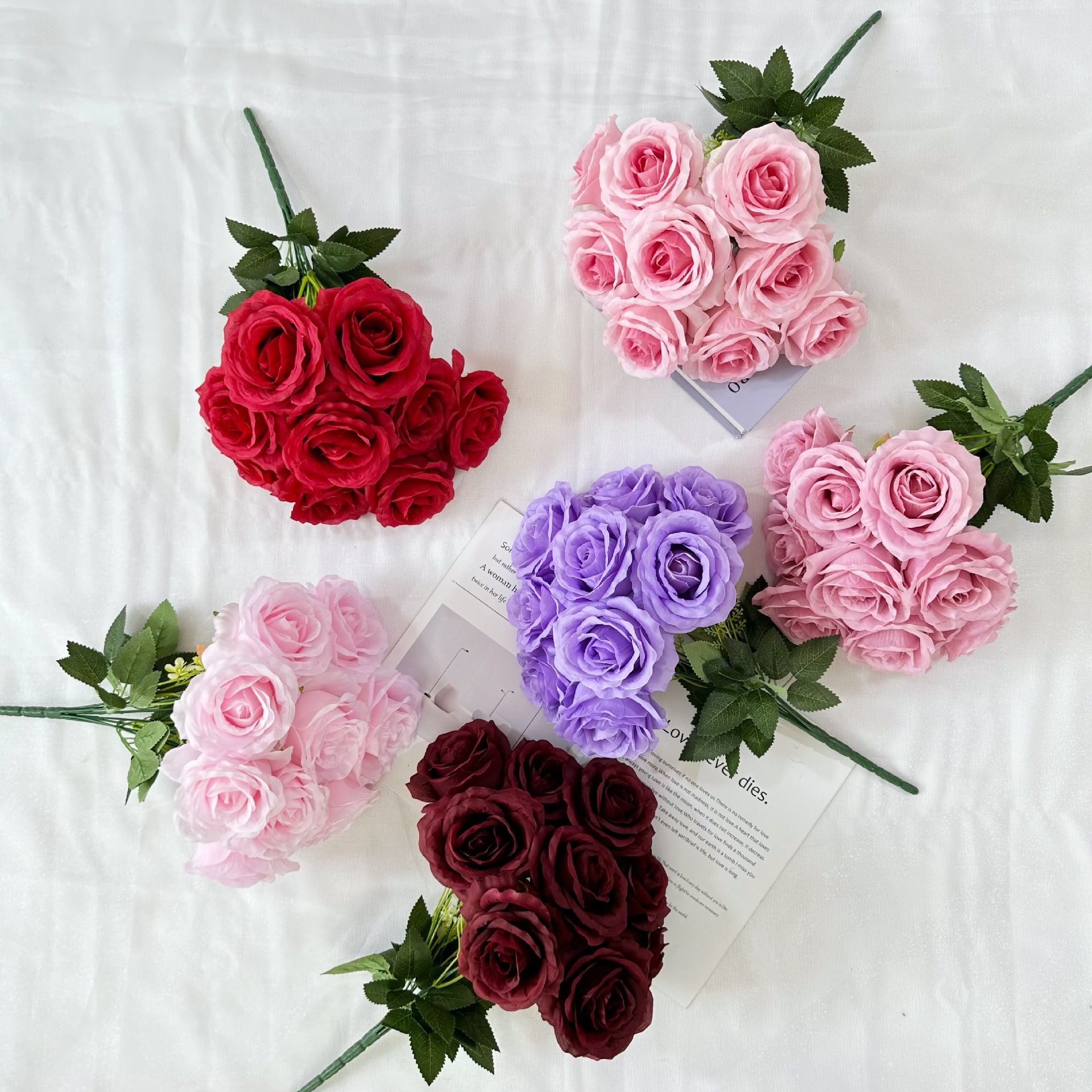 Cross-border 9-head Anna Rose wedding home decoration rose auditorium hotel scene set DIY design artificial flower Application Scenario