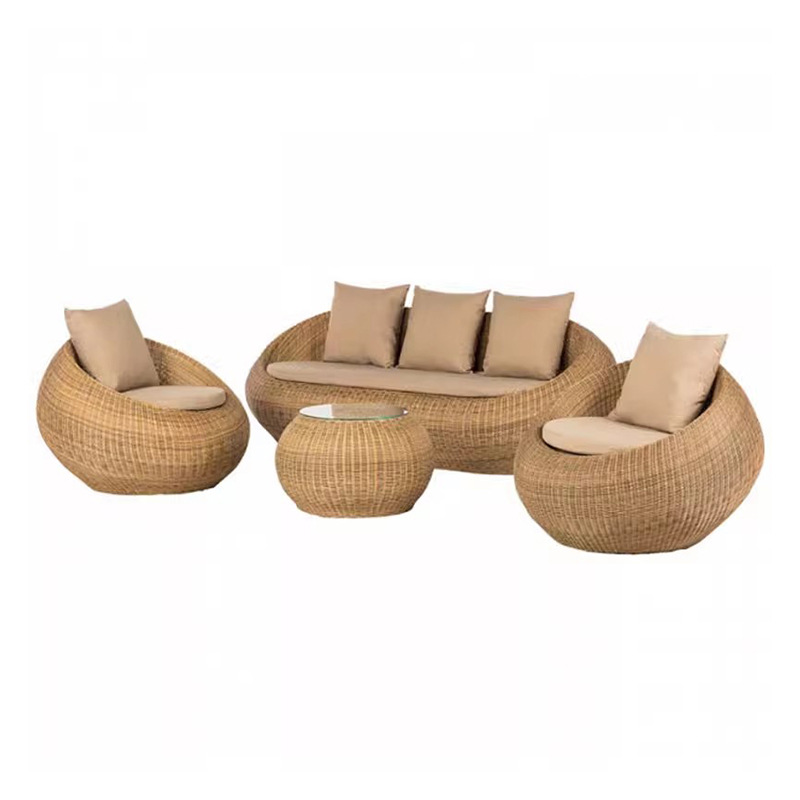 Wholesale of outdoor rattan chairs, sofas, coffee tables, double-person courtyard, balcony and garden rattan sofas, waterproof furniture for foreign trade Item Picture