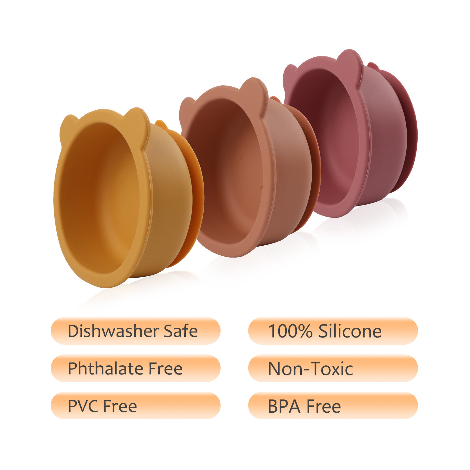 Children's complementary food silicone bowl, bear bowl, cross-border e-commerce daily necessities, baby learning to eat suction cup bowl, anti-slip and easy-to-wash tableware Application Scenario