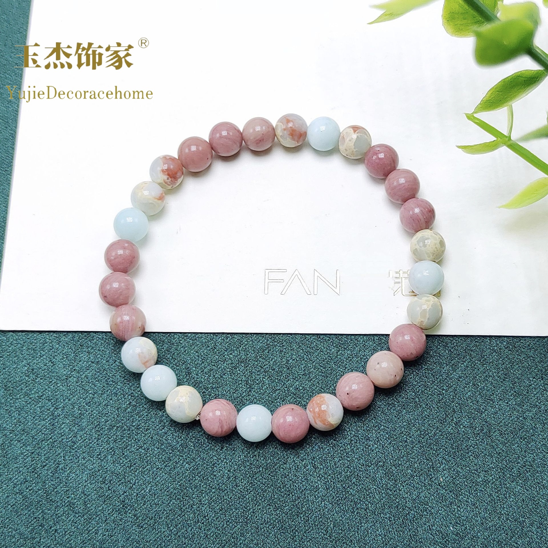 A high-end women's double-ring bracelet featuring a unique design of natural rose and red jasper and Shoushan stone rose crystal lotus pods Application Scenario