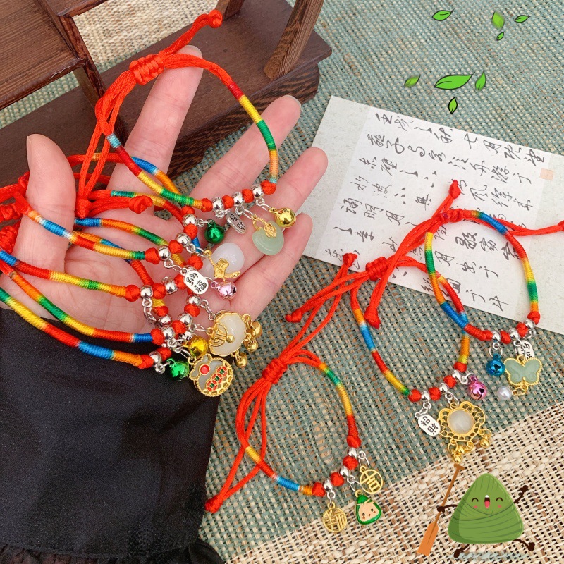 Colorful rope and thread hand-woven bracelets for the Dragon Boat Festival, children's and baby bracelets as accessories and gifts Specification image