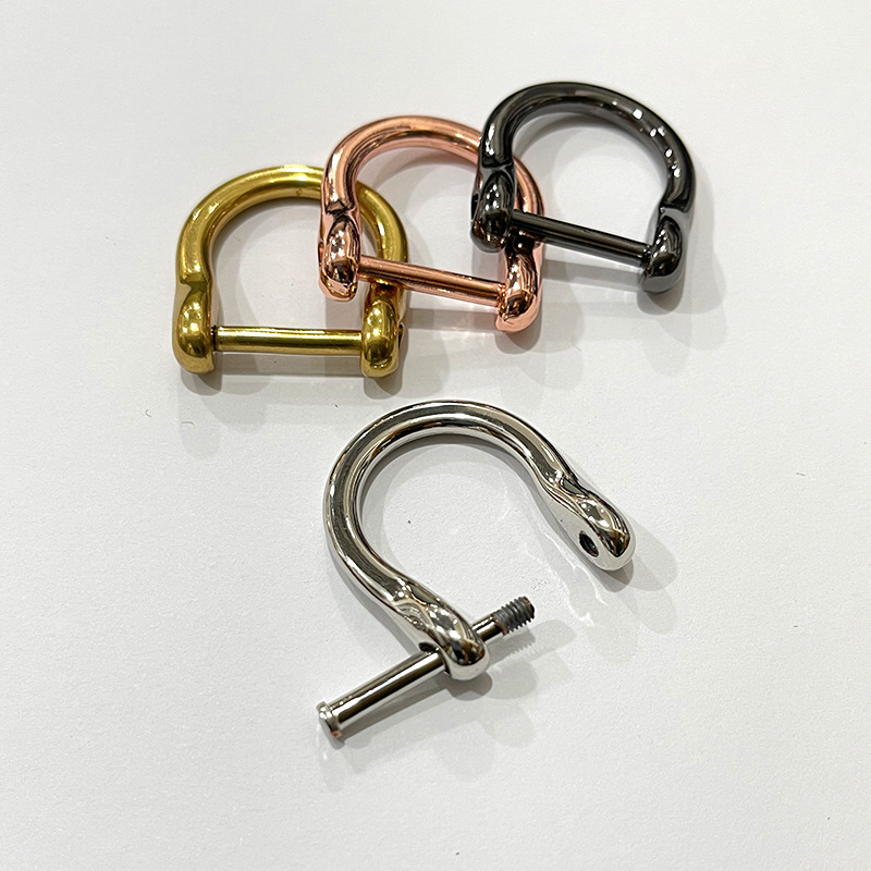 Horseshoe buckle metal screw D buckle detachable d ring buckle horseshoe buckle women's bag repair accessory button in stock wholesale Application Scenario