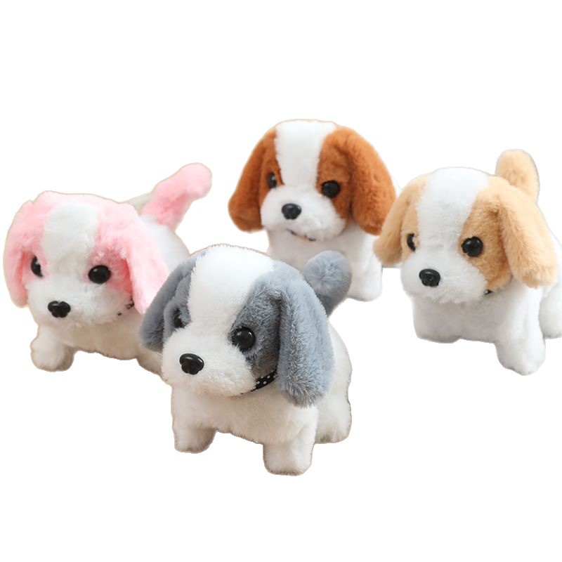 智能机器猫/半飞小鸟/电动发光/伴飞/狗毛绒白底实物图