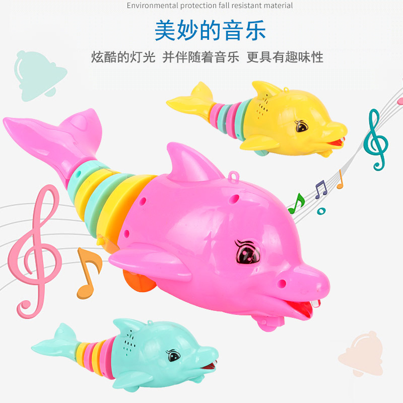 Colorful plastic dolphin toys, tail-swinging little dolphin rings, bead-stringing, matching, educational toys, DIY bead-building, suitable for primary school students Specification image