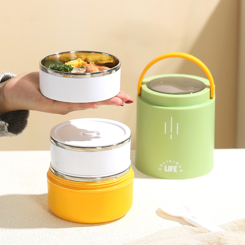 Student's fresh 304 stainless steel multi-layer lunch box, portable bucket for office workers, lunch box with lid, tableware Specification image