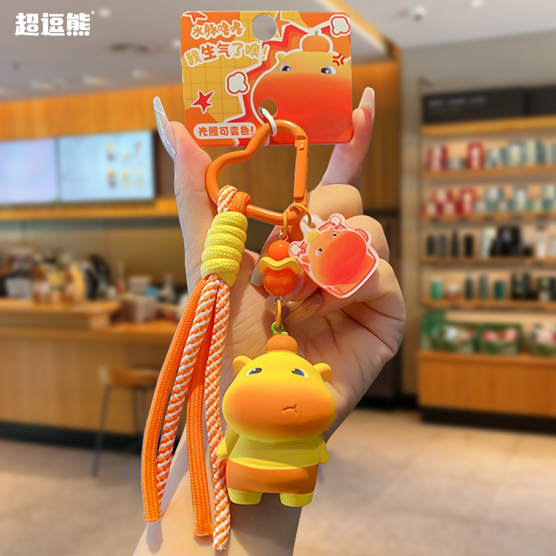 Creative genuine capybara Lulu UV light color-changing red temperature keychain student schoolbag pendant small gift Specification image
