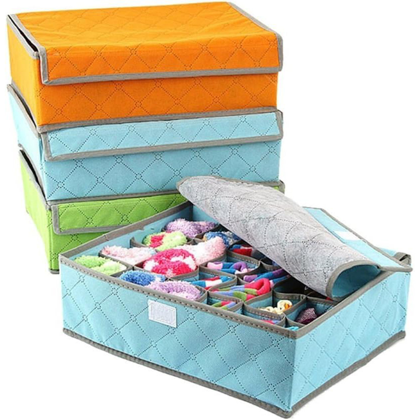 Non-Woven Fabric Covered 24-Compartment Underwear Storage And Organization Box, Bra And Home Folding Sock Storage Box, Multi-Compartment Storage full figure
