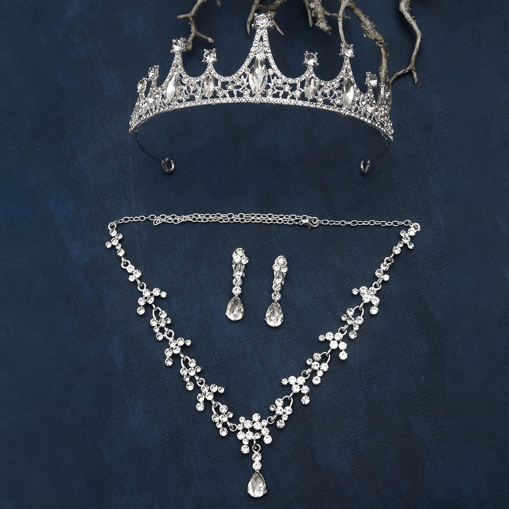 Luxurious bride chain, Korean-style bride accessories, high-end wedding accessories set, crown necklace, earrings Specification image
