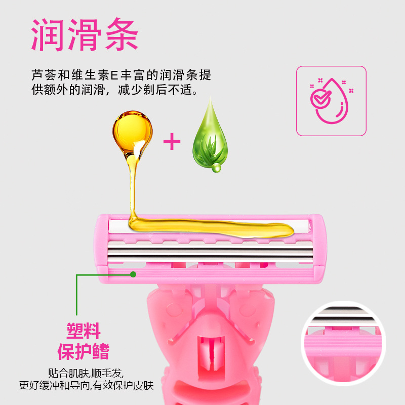 PearlMax manual shaver, three-layer replaceable blade head, full-body hair removal and shaving knife, disposable shaving knife details Picture