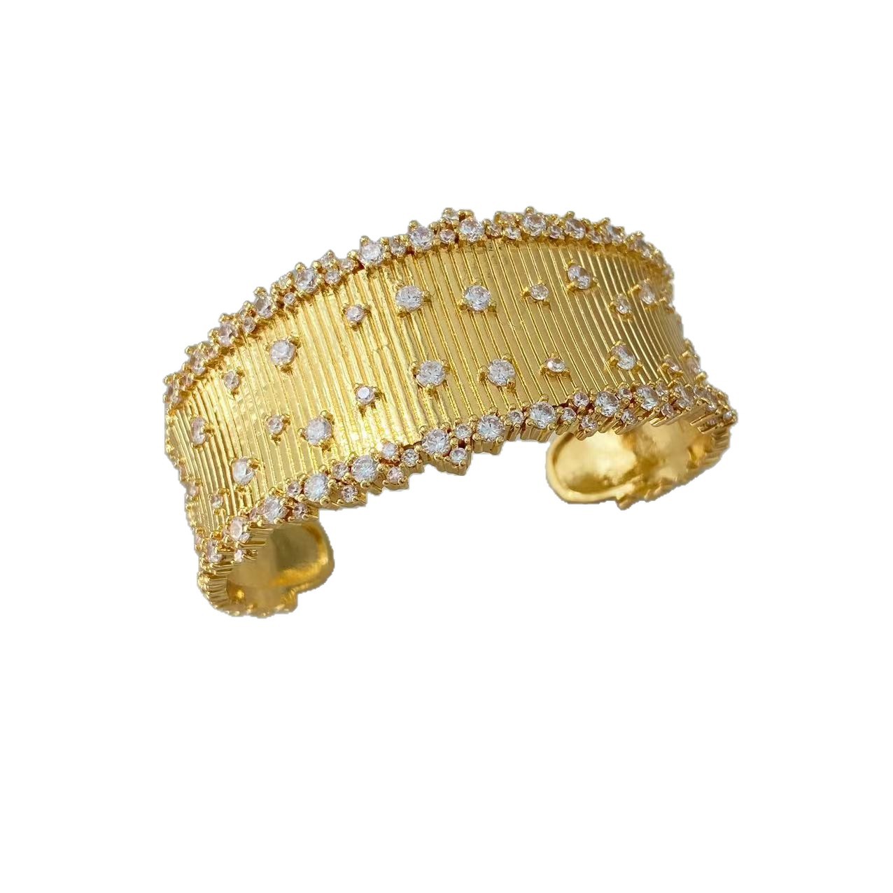European and American wind Starry Sky brushed bracelet ring, full zirconium inlay, wide edge opening design cross-border jewelry supply manufacturer Item Picture