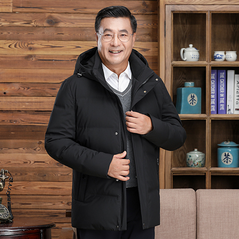 New down jacket for middle-aged and elderly men, short and thickened, 2024 winter wear for elderly fathers, duck down warm coat details Picture
