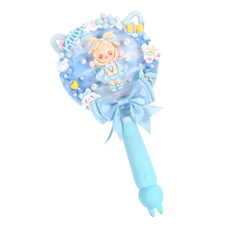 兔子化妆镜手持镜diy材料包手工制作可爱奶油小镜手作团建礼物白底实物图