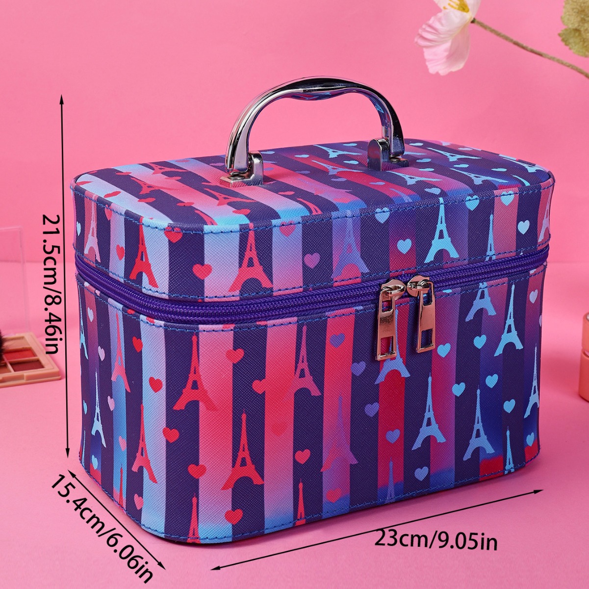 Portable makeup case, children's hand-held makeup bag, princess makeup bag, girl's suitcase, waterproof travel bag, toiletry bag Specification image