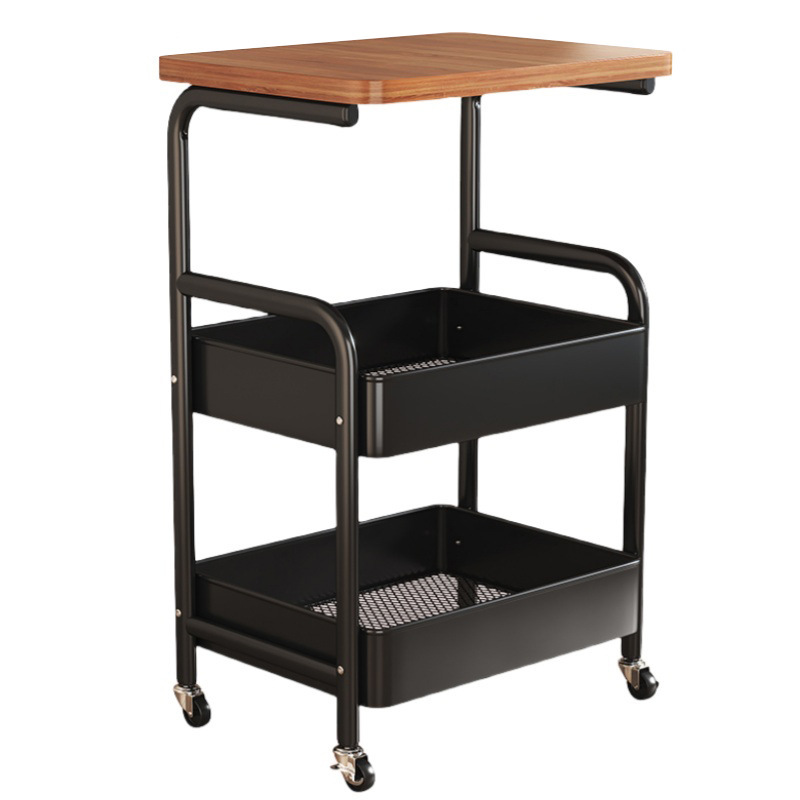 Chinese-style storage rack, movable trolley, book storage rack, home multi-layer schoolbag roller cabinet Item Picture