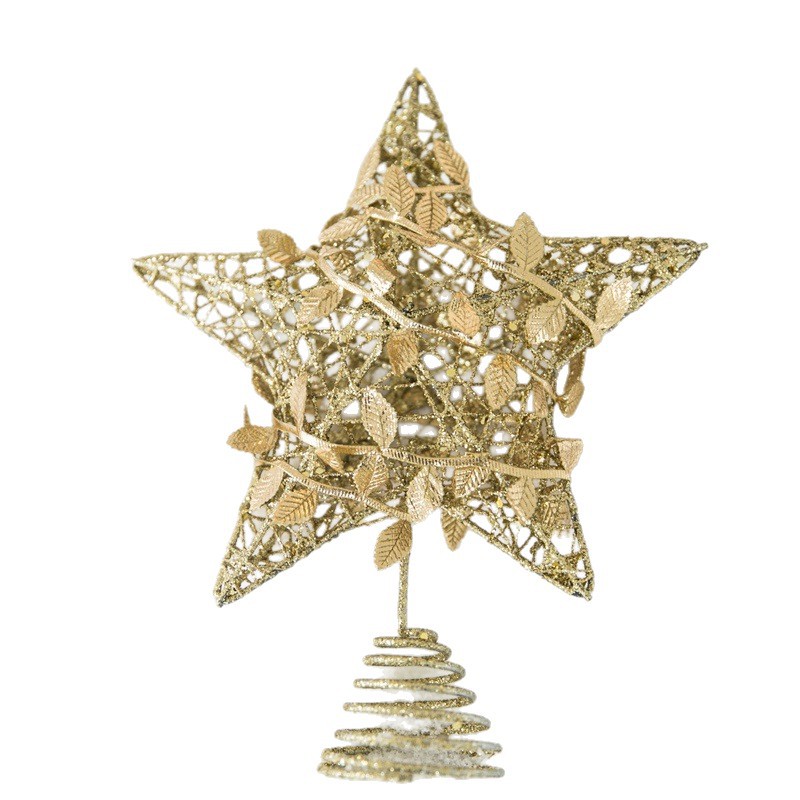 Cross-border supply of Christmas tree top star iron art accessories, five-pointed star Christmas tree pendants, star decorations, and golden Christmas Item Picture
