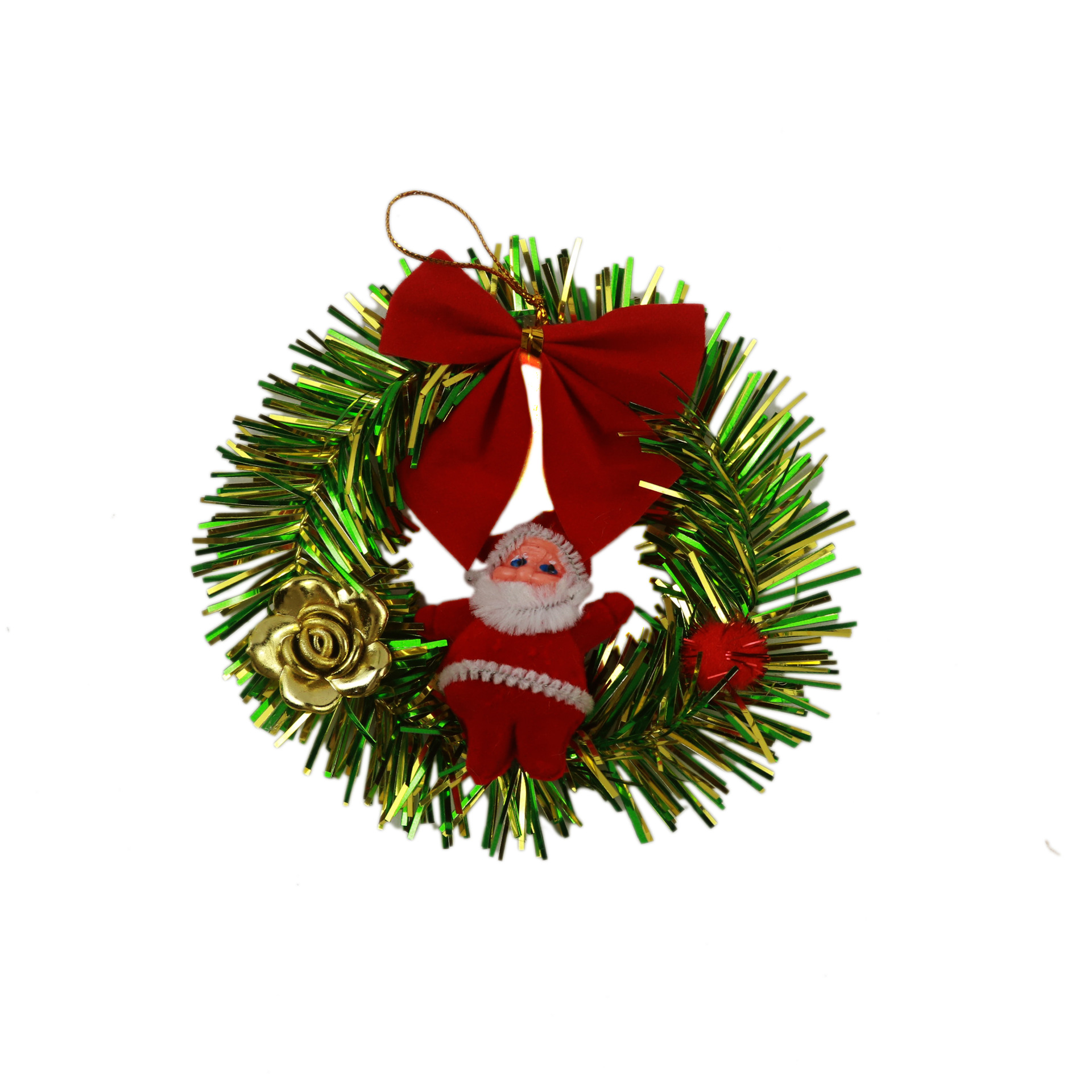 2024 New 10cm Christmas flower ring, wicker ring, Christmas tree decoration, elderly bow, reindeer Christmas pendant details Picture