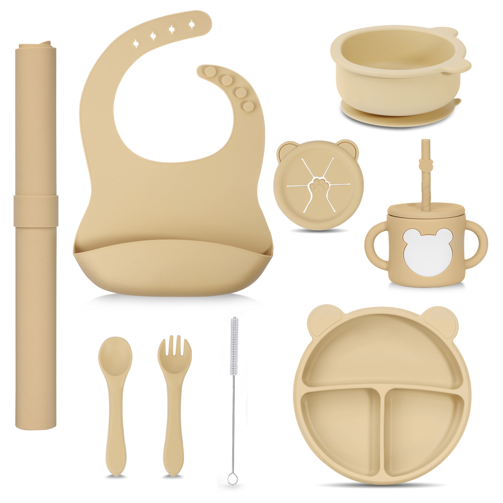 Wholesale of baby silicone bear bowl and tableware sets, fda children's easy-to-wash complementary food bowl and plate sets and tableware wholesale Application Scenario