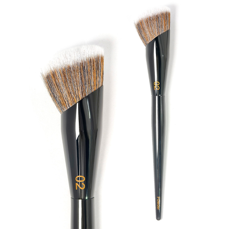 瑛秀美跨境外贸专供现货蜜粉刷斜角抛光刷大号散粉刷新款黑色经典化妆刷